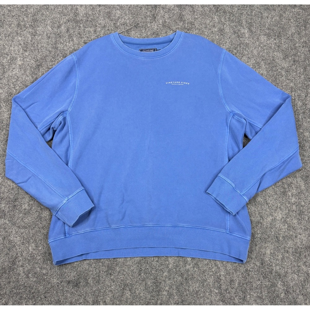 Vineyard Vines Mens XL Blue Crewneck French Terry Logo Sweatshirt Pullover